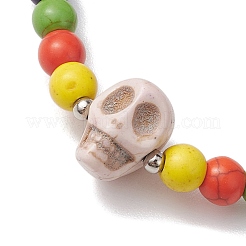 Браслеты из плетеных бусин круглой формы из синтетической бирюзы диаметром 6 мм.&nbsp;BJEW-JB10334