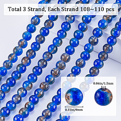 3 нити двухцветных кракле-прозрачных стеклянных бусин&nbsp;CCG-SP0001-01B