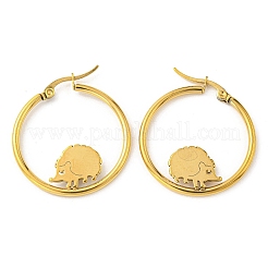 Серьги-кольца из нержавеющей стали 304 в форме ежа&nbsp;LS-EJEW-F320-02G