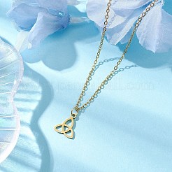 Ожерелья с подвесками из нержавеющей стали 304 с троичным узлом/трикветрой&nbsp;NJEW-JN04882-01