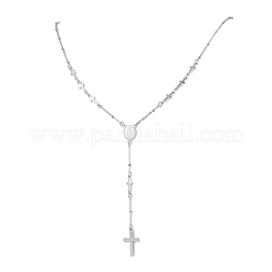 Четки с подвеской в виде креста из нержавеющей стали 304&nbsp;NJEW-JN05416