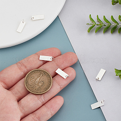 6 шт. 925 прямоугольные подвески из стерлингового серебра с тиснением и соединительными кольцами&nbsp;FIND-PH0023-56