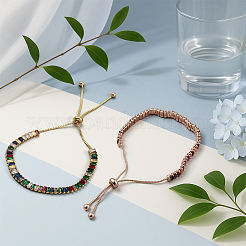 3шт 3 цвета латунь паве кубические циркониевые бусины слайдер браслеты для женщин&nbsp;BJEW-GO0001-07