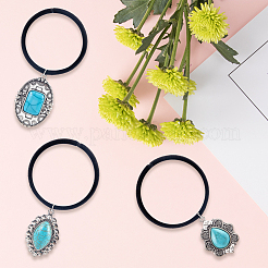 3 шт. 3 стиля резиновые и синтетические бирюзовые эластичные аксессуары для волос&nbsp;AJEW-CY0001-75