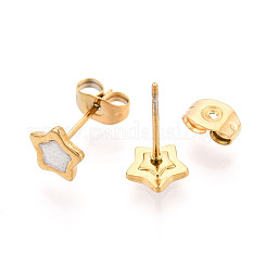 Серьги-гвоздики в форме звезды из нержавеющей стали 304 с эмалью&nbsp;EJEW-T047-31G-B