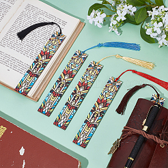 5 шт. прямоугольной формы деревянные закладки из фанеры тополя&nbsp;AJEW-UN0002-47A