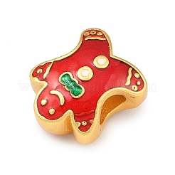 Рождественские латунные эмалевые европейские бусины&nbsp;KK-F922-03C-G