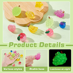 30 шт. 10 стиля светящихся смоляных украшений для фруктов&nbsp;DJEW-GA0001-74