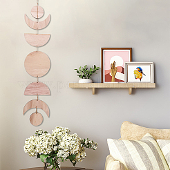 Деревянные подвесные украшения фазы луны&nbsp;HJEW-WH0043-26A