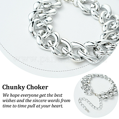 1 шт. алюминиевая толстая кубинская цепочка-чокер ожерелья для женщин&nbsp;NJEW-SP0001-11P