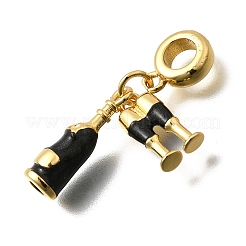 Латунные эмалевые бокалы и винные бутылки европейские подвески с большими отверстиями&nbsp;KK-Z093-08G-02