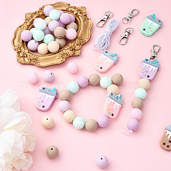 Наборы для самостоятельного изготовления пузырькового чая и круглых силиконовых брелоков&nbsp;DIY-YW0011-19