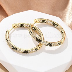 Латунные микро проложить серьги обруча кубического циркония&nbsp;EJEW-M077-02G