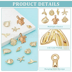 14 шт. 7 стиля латунных подвесок на морскую тематику&nbsp;FIND-PH0022-95