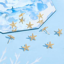 6 пара серег-гвоздиков в форме морской звезды из латуни с покрытием&nbsp;KK-BC0013-51