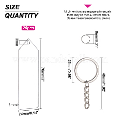 Наборы для изготовления брелока-подвески из акрила в форме прямоугольника с углом&nbsp;DIY-BC0001-62P