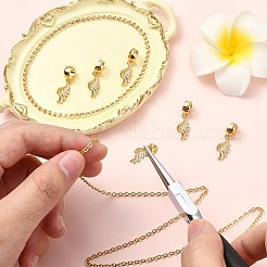 6 шт. латунные европейские подвески с микропаве из прозрачного кубического циркония&nbsp;KK-CJ0002-75