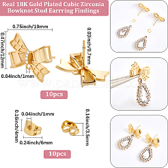 10 шт. латунь микро проложить прозрачные серьги-гвоздики с кубическим цирконием&nbsp;KK-BBC0022-26