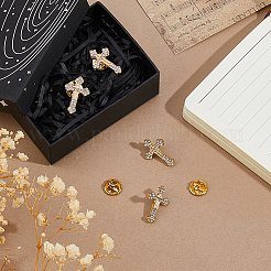 4 шт. цветочный крест из цинкового сплава со стразами на лацкан для рюкзака&nbsp;JEWB-FH0002-32G