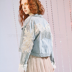 Кружевные аппликации с вышивкой из полиэстера&nbsp;DIY-FG0003-90B