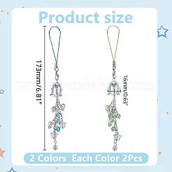 4 шт. 2 стильных акриловых и стеклянных мобильных ремешка&nbsp;HJEW-WR00018