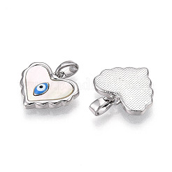 Подвески в форме сердца из натуральной ракушки из латуни&nbsp;KK-N258-07P