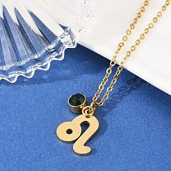 Ожерелья с подвеской в виде созвездия из нержавеющей стали 304 с дрелью из стекла и камнями рождения&nbsp;LS-STAS-D305-08G-E