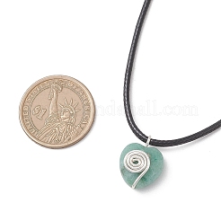 Ожерелье из черного шнура из искусственной кожи с подвеской в виде граненого сердца&nbsp;NJEW-JN05837