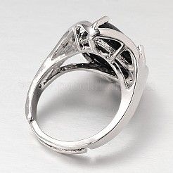 Регулируемые широкие кольца из латуни с драгоценными камнями в виде слезинки платинового тона&nbsp;RJEW-L062-02K