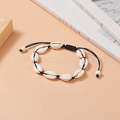 Браслет из плетеных бусин из натуральной раковины и синтетической бирюзы для женщин&nbsp;BJEW-JB09245