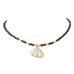 4 шт. 4 стиля ожерелья с подвесками из натуральных ракушек с гальваническим покрытием&nbsp;NJEW-JN05221