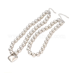 Ccb пластиковые круглые комплекты ожерелья с подвеской в форме сердца из бисера&nbsp;LS-NJEW-U006-03P