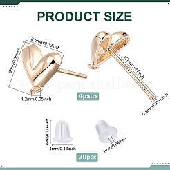 4 пара латунных гвоздиков для сережек&nbsp;KK-BC0014-66