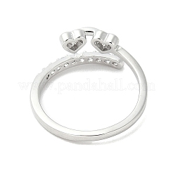 Открытое кольцо-манжета для женщин из латуни с микро-паве и цирконием в форме сердца для женщин&nbsp;LS-RJEW-A040-01P