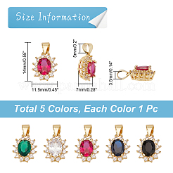 5шт 5 цвета латунные микро проложить кубический цирконий шармы&nbsp;KK-FH0003-24