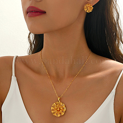 Комплекты из винтажных латунных серег-гвоздиков и ожерелий с подвесками в виде цветов для женщин&nbsp;YM9449