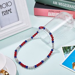 Ожерелья из круглых бусин из полимерной глины со стразами&nbsp;NJEW-SW00049-04