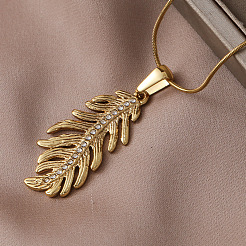 Женское ожерелье с подвеской в виде листа из нержавеющей стали 304&nbsp;EA5078