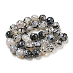 Граненые натуральные драконьи вены агатовые бусины&nbsp;G-F447-12mm-L01