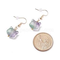 Стеклянные серьги с подвесками в виде котов&nbsp;EJEW-JE04960