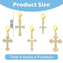 20 шт. 5 стильных подвесных украшений из сплава со стразами&nbsp;HJEW-YW00284