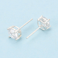 925 серьга-гвоздик из стерлингового серебра с прозрачными кубическими циркониями&nbsp;STER-T008-70S-02