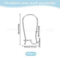 100 шт. серьги-кольца из нержавеющей стали 304 с фурнитурой в виде почки&nbsp;STAS-LP0001-95