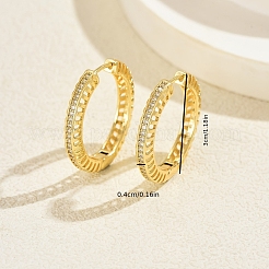 Полые латунные серьги-кольца с прозрачными кубическими циркониями&nbsp;SP8143