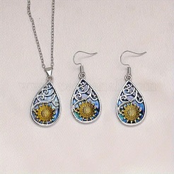 Комплекты из ожерелий и серег с подвесками из эмали&nbsp;WG48F3E-03
