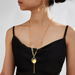 Винтажные комплекты из овальных железных серег и ожерелий с кисточками в стиле ближневосточного богемного стиля для женщин&nbsp;QM7256