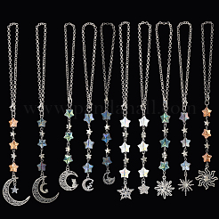 10 шт. 10 стиля подвесное украшение из сплава и стекла&nbsp;HJEW-SC0002-65