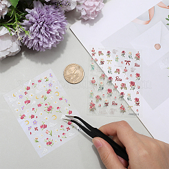 2 шт. 2 стиля пластиковых рельефных наклеек для дизайна ногтей с рисунком розы&nbsp;MRMJ-CP0001-38