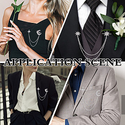 4 шт. 2 стиля брошь-цепочка со звездами и кристаллами из горного хрусталя&nbsp;JEWB-ME0001-28P