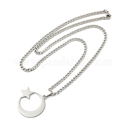 201 кулон из нержавеющей стали в виде полумесяца и звезды&nbsp;NJEW-S387-07P